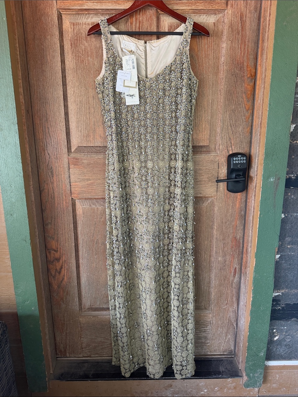 Victoria Royal Ltd Gold Beaded Maxi Gown
